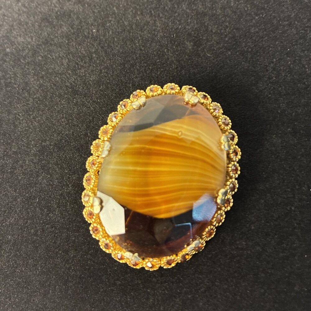 Gibreglass Amberglass Cluster Oval Brooch Retro Women'S Accessories USED K